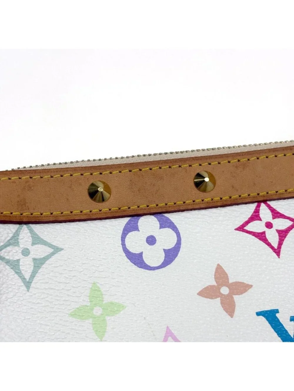 Louis Vuitton Pochette Accessoires Pouch Studs Monogram Multicolor Blanc